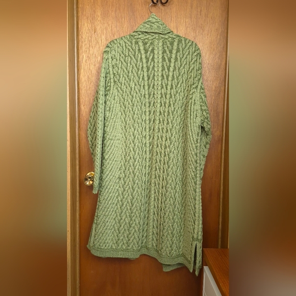 Aran Crafts Irish Merino Wool Green Cable Knit Cardigan XXL - Picture 5 of 6